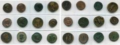 Empire romain - Roman Empire lot de 12 bronzes: Galba, as, R/ Libertas; Hadrien, as, R/ Honos; Aelius César, as, R/ Spes; Antonin le Pieux, sesterce, R/ L'empereur sacrifiant; Marc Aurèle, as, R/ Marc
