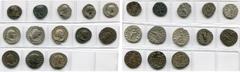 Empire romain - Roman Empire lot de 13 p.: Trajan, denier, R/ Roma; Marc Aurèle, denier, R/ Salus (?); Faustine la Jeune, denier, R/ Junon; Elagabal, denier, R/ Cérès; Sévère Alexandre, denier, R/ Lib