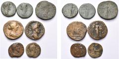 Empire romain - Roman Empire lot de 7 bronzes: Antonin le Pieux, as, R/ Pax (?); Faustine l'Ancienne, as, R/ Junon; divinisée, sesterce, R/ Aeternitas; Faustine la Jeune, sesterce, R/ Deux enfants sur