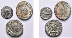 Monnaies provinciales romaines - Roman Provincial Coins lot de 3 p.: Cappadoce, Césarée, Gordien III, drachme, B. à d./Le mont Argée (taches); Syrie, Antioche, Philippe Ier, tétradrachme, B. à d./Aigl
