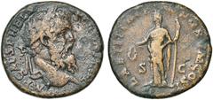 Empire romain - Roman Empire PERTINAX (193), AE sesterce, Rome. D/ IMP CAES P HELV- PERTINAX AVG T. l. à d. R/ LAETITIA DEORVM COS II/ S-C Laetitia deb. à g., ten. une couronne et un sceptre. BMC 5, 2