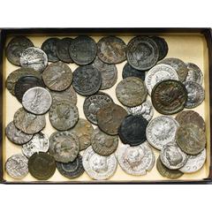 Empire romain - Roman Empire lot de 46 p., dont: Auguste, denier, R/ Gaius et Lucius (fourré); Domitien, denier, R/ Minerve; Trajan, denier, R/ Mars; Antonin le Pieux, denier, R/ Annona; Septime Sévèr