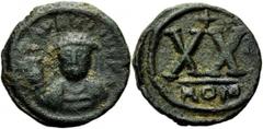 Lot de 7 p.: Justin II (565-578), follis, Antioche, an 7, officine Γ; Maurice Tibère (582-602), 1/2 follis, Rome (photo); Léon V (813-820), follis, Syracuse; Jean II Comnène (1118-1143), aspron trachy