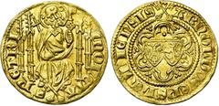 Collection de monnaies de la principauté de Liège (2e partie) LIEGE, Principauté, Arnould de Hornes (1378-1389), AV florin d'or au saint Pierre, s.d., Maastricht. D/ MONETA- S PETRI Saint Pierre trôna