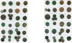 Monnaies provinciales romaines - Roman Provincial Coins THRACE - MACEDOINE, lot de 32 bronzes: Anchialos, Septime Sévère, R/ Homonoia, Serpent, Aigle (troué); Caracalla, R/ Tyché; Géta, R/ Grappe de r
