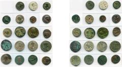 Monnaies provinciales romaines - Roman Provincial Coins CILICIE, lot de 19 bronzes: Anazarbos, Diaduménien, R/ Niké en bige; Valérien Ier (2), R/ Six couronnes de prix, Couronne sur une table; Anemour