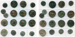 Monnaies provinciales romaines - Roman Provincial Coins PISIDIE, ANTIOCHE, lot de 17 bronzes: Septime Sévère, R/ Tyché; Julia Domna, R/ Mên nicéphore; Caracalla, R/ Niké, Tyché (2); Géta, R/ Tyché; Go