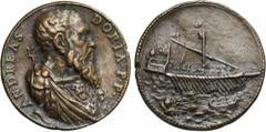 Médailles - Medals ITALIE, AE médaille, s.d. (1541), Leone Leoni. Andrea Doria, amiral génois (1468-1560). D/ ANDREAS DORIA P P B. cuir. et drapé à d. Derrière l'épaule, un trident. Sous le buste, dau