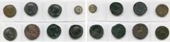 Empire romain - Roman Empire lot de 8 p.: Auguste, as, R/ Autel de Lyon; divinisé, as, R/ Autel (2); Claude, quadrans, D/ Modius; Néron, as, R/ Victoire ten. un bouclier; Hadrien, sesterce, R/ Justiti