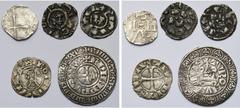 Moyen Age - Middle Ages lot de 5 p.: Cologne, Otton Ier (976-973), denier (rogné); Lucques, Henri III, IV ou V (1039-1125), denier (2); Antioche, Bohémond III (1149-1201), denier à la tête casquée; Fr