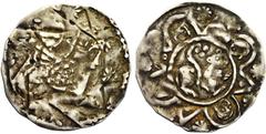 Medieval Coins ALLEMAGNE, RATISBONNE (REGENSBURG), atelier des ducs de Bavière, Heinrich XII (der Löwe) (1156-1180), AR Pfennig, Droit : Le duc à cheval à droite, tenant une bannière et son écu. Rever