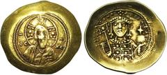 Byzantine Coins Michel VII Doukas (1071-1078), AV histamenon, Constantinople. Droit : B. du Christ de face, nimbé, bénissant de la main droite et tenant les Evangiles de l'autre. Dans le champ, IC-XC.