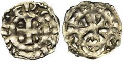 Medieval Coins FRANCE, NORMANDIE, Duché, Guillaume le Bâtard (le Conquérant) (1037-1087), AR denier, Au nom de son fils Robert Courteheuse (?). Droit : ROBERTO COME Croix cantonnée de quatre globules.