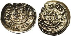 Medieval ITALIE, ETATS PONTIFICAUX, Léon VII (936-939), AR denier, Rome. Au titre d'Albéric II de Spolète, prince des Romains (932-954). Droit : + SCS PETRVS Dans le champ, LE/O P dans un carré. Rever