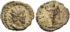 ROMAN EMPIRE VICTORIN (268-270), bill. antoninien, atelier du sud. D/ IMP C VICTORINVS PF AVG B. r., cuir. à d. R/ VICTORIA AVG Victoire marchant à g., ten. une couronne et une palme. RIC 75; AGK 22b.