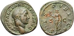 Roman Empire : Auguste - Severe Alexandre SEVERE ALEXANDRE (222-235), AE sesterce, 232, Rome. D/ IMP ALEXANDER PIVS AVG T. l. à d., l'épaule g. dr. R/ SPES PVBLICA/ S-C Spes marchant à g., ten. une fl