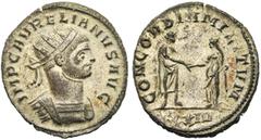 Roman Empire : Maximin Ier - Constantin III & lots AURELIEN (270-275), antoninien, début 274, Siscia. D/ IMP C AVRELIANVS AVG B. r., cuir. à d. R/ CONCORDIA MILITVM/ XXIV L'empereur deb. à d., ten. la