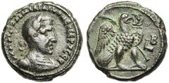 ROMAN PROVINCIAL COINS EGYPTE, ALEXANDRIE, Emilien (253), bill. tétradrachme. D/ B. l., dr., cuir. à d. R/ Aigle à d., les ailes ouvertes, ten. une couronne dans le bec et une palme sous l''aile g. De