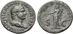 ROMAN COINS COLLECTION : Auguste - Domitia VITELLIUS (69), AE sesterce, Rome. D/ A VITELLIVS GERMAN IM-P AVG PM TR P B. l., dr. à d. R/ PAX AVGVSTI/ S-C Pax deb. à g., ten. un rameau et une corne d''a