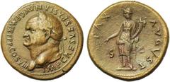 ROMAN COINS COLLECTION : Auguste - Domitia VESPASIEN (69-79), AE sesterce, 77-78, Rome. D/ IMP CAES VESPASIAN AVG PM TR P PP COS VIII T. l. à g. R/ PAX AVGVST/ S-C Pax deb. à g., ten. une branche et u