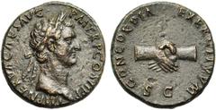 ROMAN COINS COLLECTION : Nerva - Crispine NERVA (96-98), AE as, 96, Rome. D/ IMP NERVA CAES AVG- PM TR P COS II PP T. l. à d. R/ CONCORDIA EXERCITVVM/ SC Deux mains serrées. BMC 16, 95; RIC 53. 11,94g