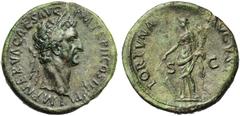 ROMAN COINS COLLECTION : Nerva - Crispine NERVA (96-98), AE sesterce, 97, Rome. D/ IMP NERVA CAES AVG-PM TR P II COS III PP T. l. à d. R/ FORTVNA- AVGVST/ S-C Fortuna deb. à g., ten. un gouvernail et 