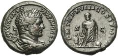 ROMAN COINS COLLECTION : Pertinax - Maximus CARACALLA Auguste (198-217), AE as, 215, Rome. D/ ANTONINVS PIVS AVG GERM B. l., dr., cuir. à d. R/ PM TR P XVIII COS IIII P P/ S-C Esculape deb. de f., t. 