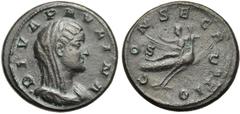ROMAN COINS COLLECTION : Pertinax - Maximus PAULINA divinisée, femme de Maximin Ier, AE sesterce, Rome. D/ DIVA PAVLINA B. voilé, dr. à d. R/ CONSECRATIO/ S-C Paulina ten. un sceptre, assise à g. sur 