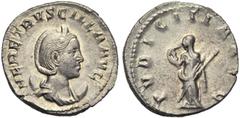 ROMAN COINS COLLECTION : Gordien Ier - Allectus HERENNIA ETRUSCILLA, femme de Trajan Dèce, AR antoninien, Rome. D/ HER ETRVSCILLA AVG B. diad., dr. à d., posé sur un croissant. R/ PVDICITIA AVG Pudici