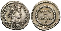 ROMAN COINS COLLECTION : Dioclétien - Basiliscus JULIEN II Auguste (360-363), AR silique, Lyon. D/ FL CL IVLIA-NVS PP AVG B. imberbe diad., dr., cuir. à d. Diadème à rosettes. R/ VOTIS/ V/ MVLTIS/ X d
