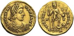 ROMAN COINS COLLECTION : Dioclétien - Basiliscus HONORIUS (393-423), AV solidus, 402-423, Ravenne. D/ DN HONORI-VS PF AVG B. diad., dr., cuir. à d. R/ VICTORI-A AVGGG/ R-V/ COMOB L''empereur deb. à d.