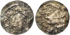 MEDIEVAL TIMES ALLEMAGNE, GOSLAR (?), AR Pfennig, vers 1000. Otto-Adelheid. D/ OTTO []DEIDA T. à g. R/ Croix cantonnée de O-D-D-O. Hatz type I; Dan. 1164; Kluge 46. 1,33g Frappe faible au revers. 0 B 