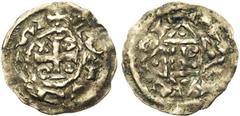 MEDIEVAL TIMES : Allemagne- France FRANCE, NORMANDIE, Duché, Richard II (996-1026), AR denier. D/ Croix cantonnée de deux annelets, une croisette et un globule (?). R/ Quatre frontons pointés posés en