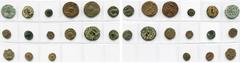 ALEXANDRIA : Roman coins lot de 15 p. frappées à Alexandrie: Théodose Ier, AE2, R/ L''empereur, AE3, R/ Roma assise de f., AE4, R/ Couronne; Arcadius, AE2, R/ L''empereur et un captif (2), AE3, R/ L''