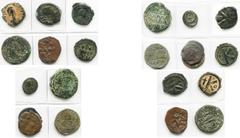 BYZANTIUM (II) lot de 11 bronzes, dont: Justinien Ier, 1/2 follis (3) et pentanummi, Constantinople; Justin II, 1/2 follis, Antioche, an 7; Phocas, follis, Constantinople, an 6, off. B; Héraclius, fol
