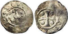 FLANDERS - LOTS VLAANDEREN, Graafschap, Arnulf II (964-989) of Boudewijn IV (989-1036), AR denarius, Lens of St. Winoksbergen (?). Vz/ Vervormd karolingisch monogram. Kz/ Gevoet kruis met vier bolletj