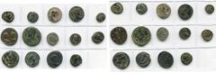 ROMAN PROVINCIAL COINS MESOPOTAMIE, lot de 14 bronzes: Carrhae, Caracalla, R/ B. de Tyché; Edesse (9), Commode et Abgar VIII; Elagabal, R/ Tyché assise sur un rocher (2), B. de Tyché; Sévère Alexandre