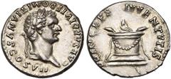 ROMAN EMPIRE DOMITIEN César (69-81), AR denier, 80, Rome. D/ CAESAR· DIVI F DOMITIANVS COS VII· T. l., légèrement barbue à d. R/ PRINCEPS IVVENTVTIS Autel allumé orné d''une guirlande et de deux corne