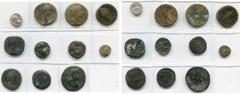 ROMAN LOTS lot de 11 p.: Trajan, denier, R/ Roma ten. Victoire et lance (TB); Hadrien, sesterce, R/ Hilaritas, Virtus; Faustine la Jeune, sesterce, R/ Junon et paon, et divinisée, sesterce; 6 bronzes 