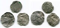 GEMBLOUX-FLANDERS lot de 3 deniers du 11e s.: Basse-Lotharingie, denier, type immobilisé au titre d''Henri II, roi (1002-1014); Namur, Albert II, denier anonyme, vers 1030-1040; Metz, Thierry II de Lu
