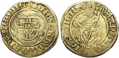 Charles V : old find of gold coins LIEGE, Principauté, Jean de Hornes (1485-1505), AV florin d''or postulat. D/ + IOHS DE HORN EPS LEODIE Ecu à la croix chargée d''un écusson de Hornes, dans un trilob