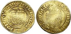 Charles V : old find of gold coins ALLEMAGNE, JÜLICH-BERG, Duché, Wilhelm IV (1475-1511), AV florin d''or postulat, 1503, Mülheim. D/ Ecu écartelé dans un trilobe anglé. R/ Saint Hubert deb. de f., te