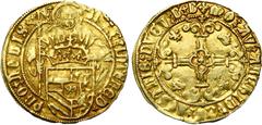 Charles V : old find of gold coins BRABANT, Duché, Charles Quint (1506-1555), AV florin d''or au saint Philippe, s.d. (1507-1520), Anvers. E onciaux. D/ Saint Philippe deb. de f., ten. devant lui l''é