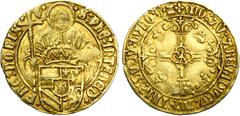Charles V : old find of gold coins BRABANT, Duché, Charles Quint (1506-1555), AV florin d''or au saint Philippe, s.d. (1507-1520), Anvers. E onciaux. D/ Saint Philippe deb. de f., ten. devant lui l''é