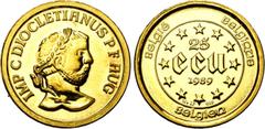 BELGIUM BELGIQUE, Royaume, Baudouin (1951-1993), AV 25 ecu, 1989. Dioclétien. Fr. 430. Fleur de Coin Uncirculated