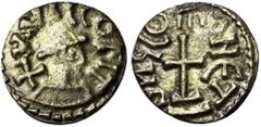 DARK AGES MEROVINGIENS, tremissis d''électrum, vers 660-675, Quentovic. Monétaire Anglus II. D/ + VVICCO FIT B. stylisé à d. R/ ANGLO MONET Croix sur deux degrés. Belfort 4966; Prou 1130 var.; Lafauri