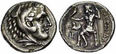 ROYAUME DE PEONIE, Audoléon (315-285), AR tétradrachme, 300-286 av. J.-C. atelier péonien indéterminé. Au nom et au type d'Alexandre III. Droit : Tête d'Héraclès à droite, coiffé de la dépouille de li