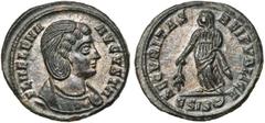 ROMAN EMPIRE HELENA, mère de Constantin Ier, AE follis, 328-329, Siscia. D/ FL HELENA- AVGVSTA B. diad., dr. à d. R/ SECVRITAS- REI PVBLICE/ SIS Securitas deb. à g., ten. un rameau d''olivier et sou