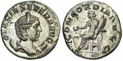OTACILIA SEVERA, femme de Philippe Ier, AR antoninien, 246-248, Rome. Droit : M OTACIL SEVERA AVG B. diad., drapé à droite, posé sur un croissant. Revers : CONCORDIA AVGG Concordia assise à gauche, te