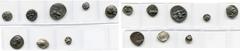 ANCIENT LOTS ASIE MINEURE, lot de 8 fractions en argent: Lampsaque, diobole, T. janiforme/T. d''Athéna à d.; Parion, Gorgonéion/Taureau à g.; Ephèse, drachme, Abeille/Cerf devant un palmier; Samos, ob